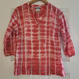 Columbia Women's 3/4 Sleeve Red and White Shirt Size Large